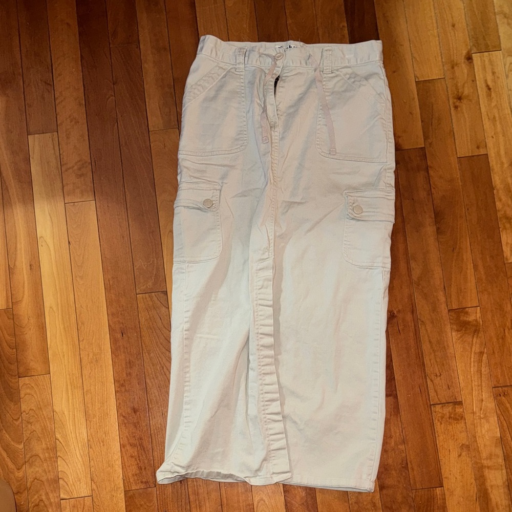 Plugg Neutral Drawstring Maxi Skirt with Cargo Pockets